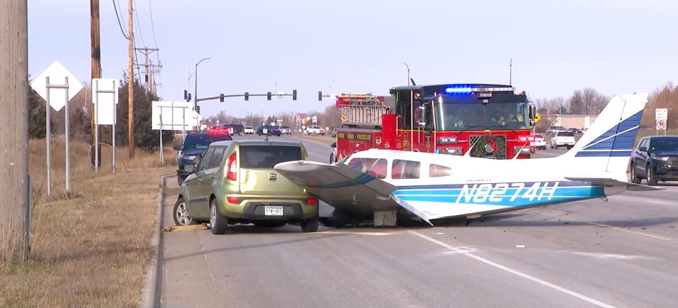 <i></i><br/>A small plane crash-landed into a car on a busy Twin Cities highway  on November 28