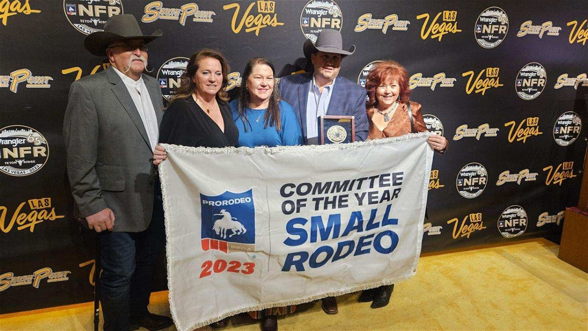 From left to right, Tom Barnes - Board of Director; Valorie Blanchard -  Rodeo Superintendent; Nancy Durham – Asst Rodeo Superintendent; Corey Foster – Board Chairman; Jody Jackman – Board of Director.