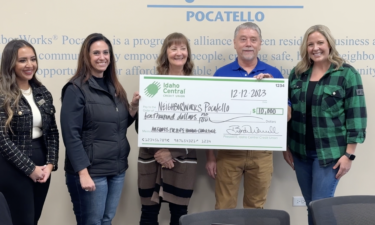 Idaho Central Credit Union presents NeighborWorks Pocatello with $10,000 check