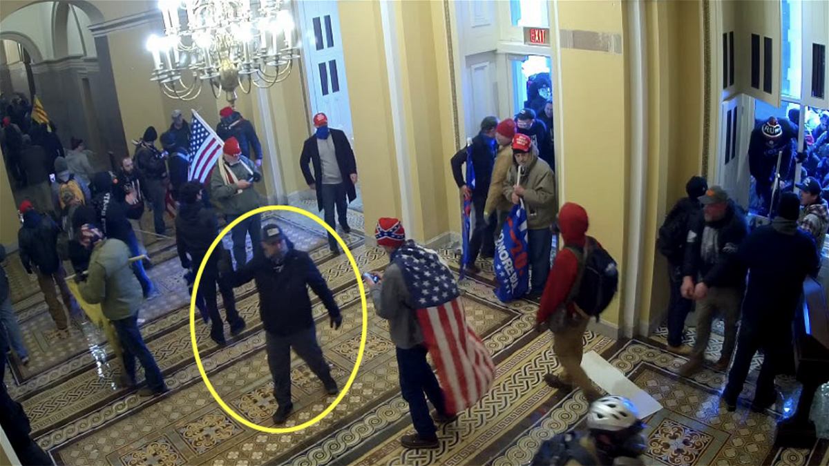 Still image from the U.S. Capitol’s CCTV footage. Hanson is circled in yellow.