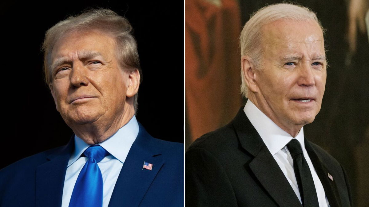 <i>Getty Images/Sipa/AP</i><br/>Former President Donald Trump narrowly leads President Joe Biden in a hypothetical 2024 presidential rematch.