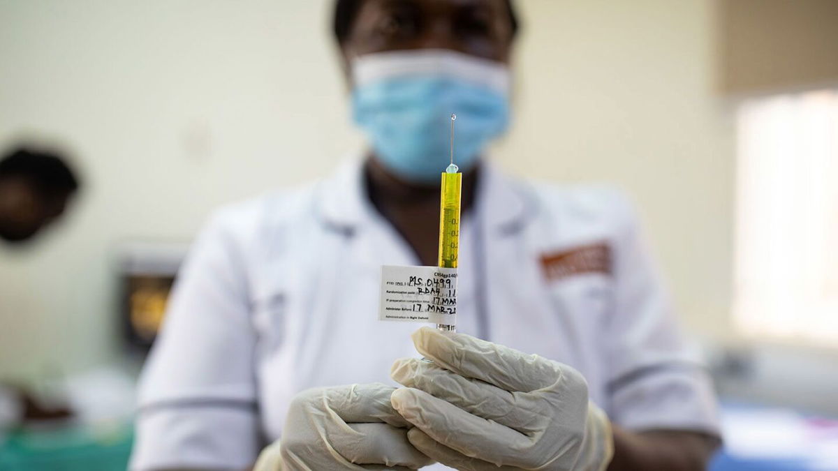 <i>Luke Dray/Getty Images/FILE</i><br/>A nurse preparers a trial dose of PrEPVacc to inject into a participant on March 17