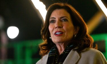 Governor Kathy Hochul lights the world's largest Hanukkah menorah on the first night of Hanukkah in Central Park Grand Army Plaza on December 7