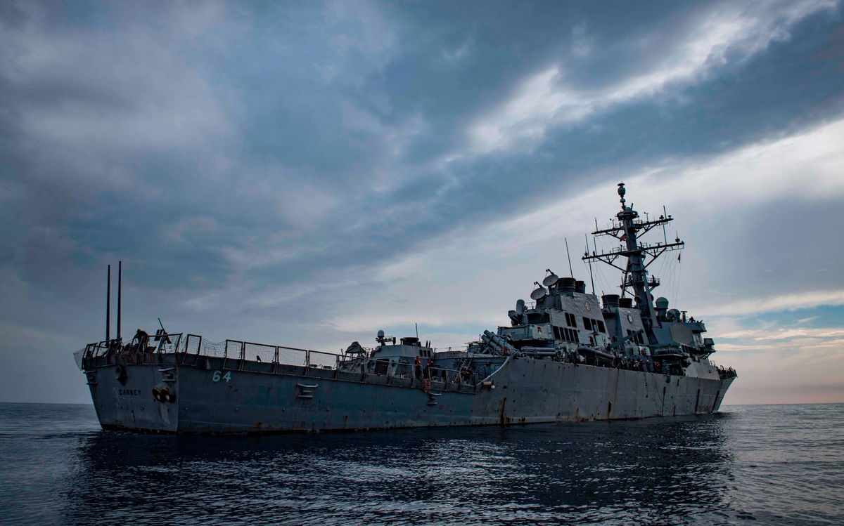 <i>Ryan U. Kledzik/US Navy/AP</i><br/>The USS Carney shot down two Houthi drones headed in the ship’s direction in the southern Red Sea on December 3 and responded to a distress call from a civilian commercial vessel that was fired upon by a ballistic missile