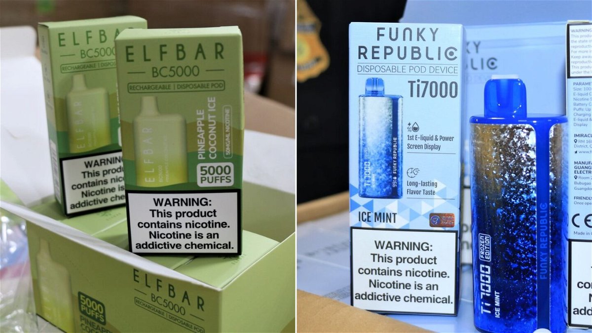 Boxes of Elf Bar and Funky Republic were seized during a joint operation between the FDA and US Customs and Border Protection.
