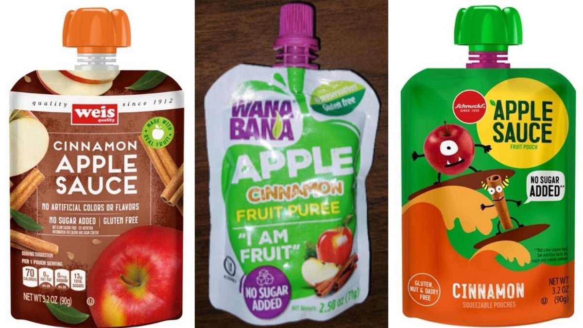 Cinnamon applesauce pouches from Weis, WanaBanana and Schnucks have been recalled due to lead contamination.