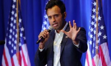 Vivek Ramaswamy speaks at the Roundabout Diner for a breakfast town hall in Portsmouth