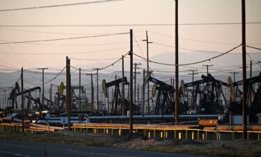 Pump jacks increase pressure to draw oil toward the surface at the South Belridge Oil Field in California in February 2022.