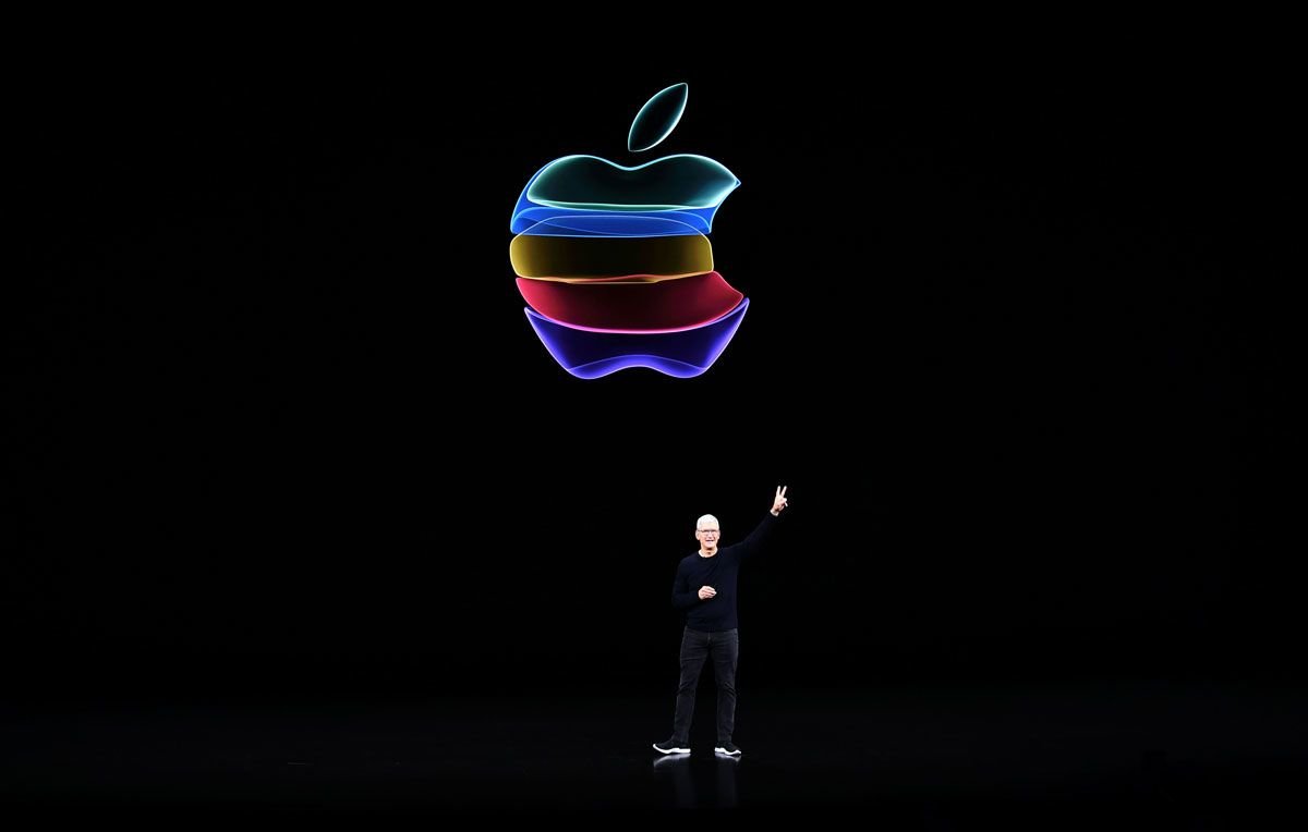<i>Josh Edelson/AFP/Getty Images</i><br/>Apple CEO Tim Cook speaks onstage during a product launch event at Apple's headquarters in Cupertino