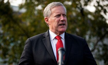 White House Chief of Staff Mark Meadows speaks to reporters following a television interview