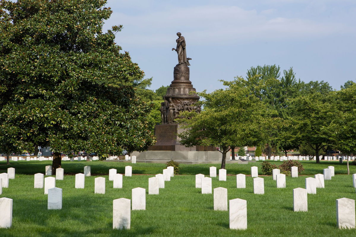 <i>Calla Kessler/The Washington Post/Getty Images</i><br/>The Confederate Memorial at Arlington National Cemetery was set to be removed this week.