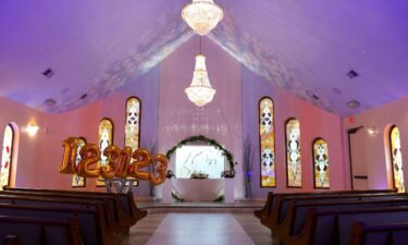 Decorations adorn The Wedding Chapel at Vegas Weddings on December 19 in Las Vegas.