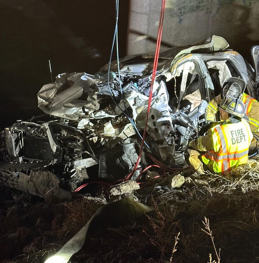 <i>INDIANA STATE POLICE/WWJ</i><br/>Two men out looking for fishing holes in Northwest Indiana came across a driver whose truck had crashed off Interstate 94 – and who said he had been stuck for nearly a week.