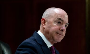 US Homeland Security Secretary Alejandro Mayorkas testifies during a US Senate Appropriations Committee hearing in Washington