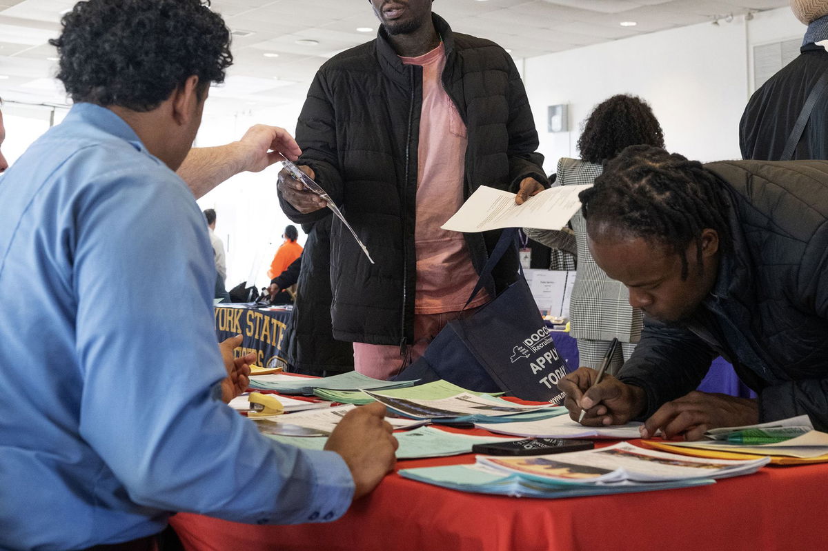 Jobseekers attend the Civil Service Career Fair at the Bronx Community College in New York on Tuesday, Dec. 19, 2023.