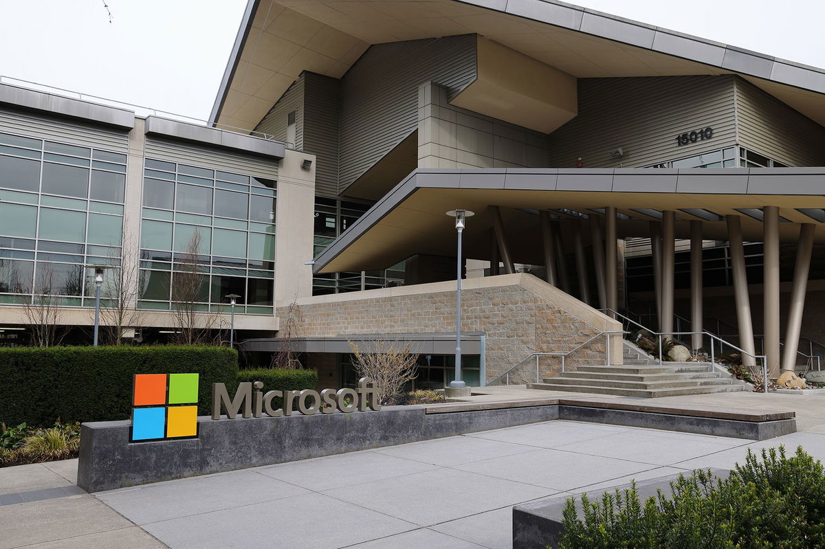 <i>I Ryu/VCG/Getty Images</i><br/>A Microsoft sign is seen at the company's headquarters on March 19