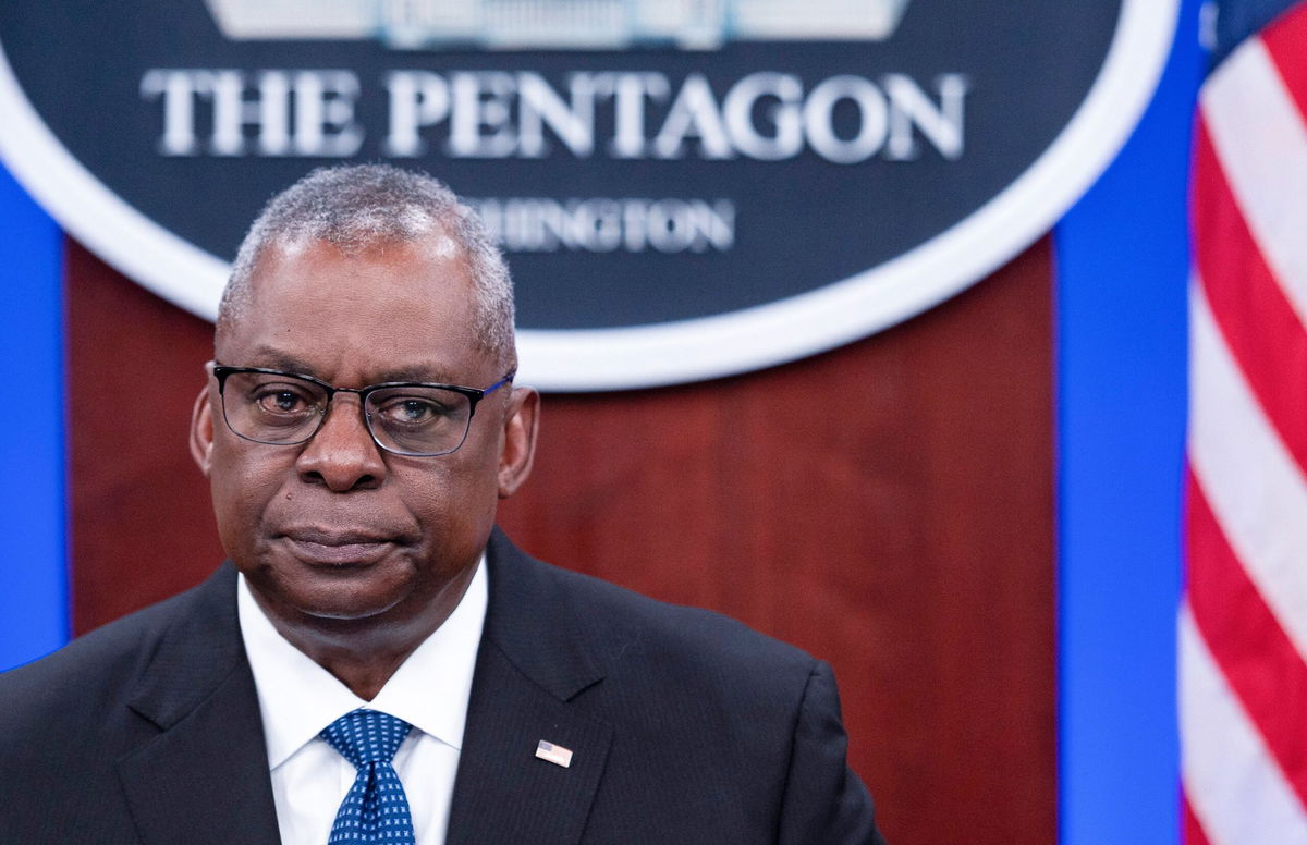 <i>Cliff Owen/AP</i><br/>Secretary of Defense Lloyd Austin makes remarks at a virtual Ukraine Defense Contact Group (UDCG) meeting