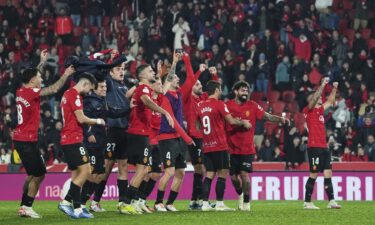 Nico Williams celebrates with his teammates after scoring Bilbao's fourth.