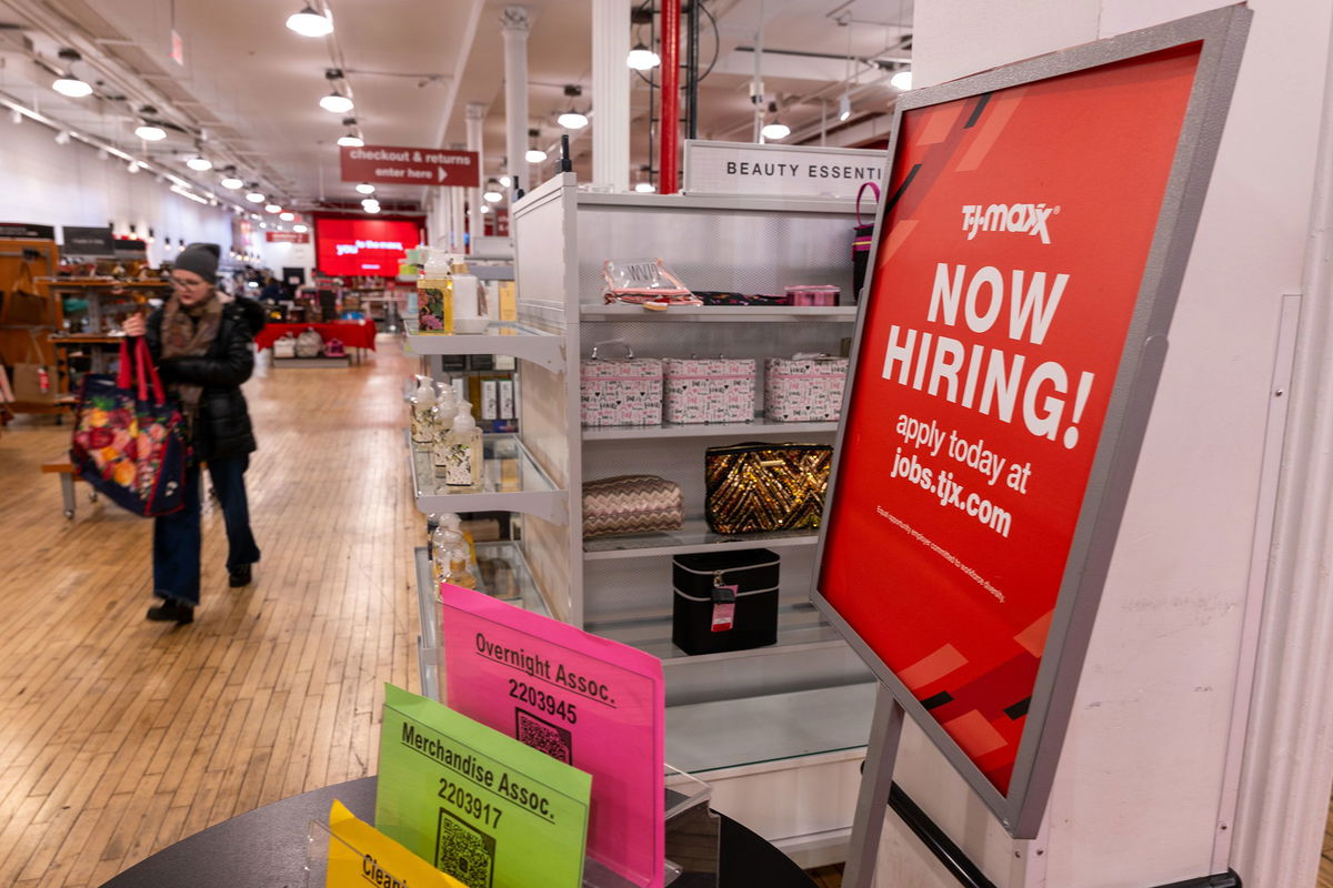 A 'now hiring' sign is displayed in a retail store in Manhattan on January 5, in New York City. As the American economy continues to outperform expectations, the December jobs report showed that employers added 216,000 positions for the month as the unemployment rate held at 3.7%.