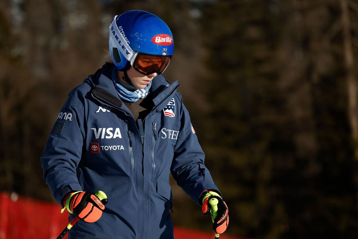 <i>Gabriele Facciotti/AP</i><br/>Mikaela Shiffrin before the women's World Cup downhill race