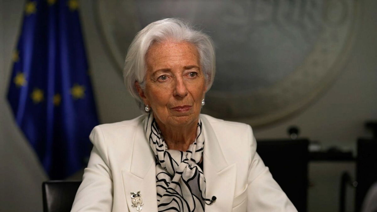 <i>CNN</i><br/>ECB President Christine Lagarde pictured during an interview with CNN's Richard Quest