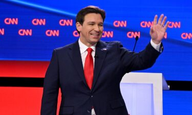 Former South Carolina Gov. Nikki Haley and Florida Gov. Ron DeSantis participate in a CNN Republican Presidential Debate at Drake University in Des Moines