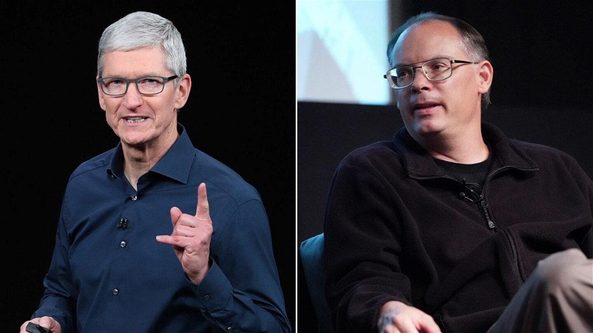 Left: Apple CEO Tim Cook; right: Tim Sweeney, founder and CEO of Epic Games. Apple will have to comply with a sweeping injunction reshaping its relationship with mobile app developers, after the US Supreme Court declined to review the lower court’s order on January 16.