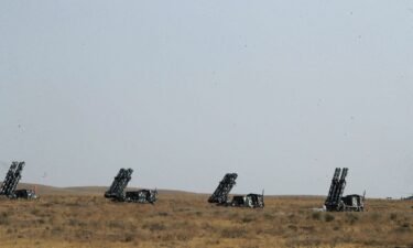 Iranian missile systems are seen during an Islamic Revolutionary Guard Corps (IRGC) ground forces military drill in the Aras area