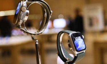 Apple watches are seen on display at the Apple Store in Grand Central Station.
