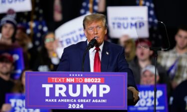 Former President Donald Trump speaks during a campaign event in Manchester