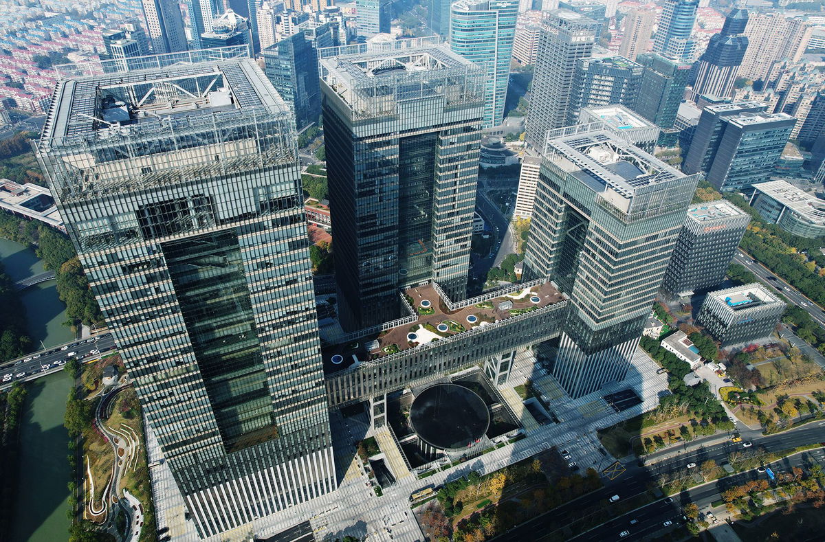 This aerial photo shows the Shanghai Financial Exchange Square in Shanghai, China, on December 5. Chinese stocks are having their worst start to a year since 2016.