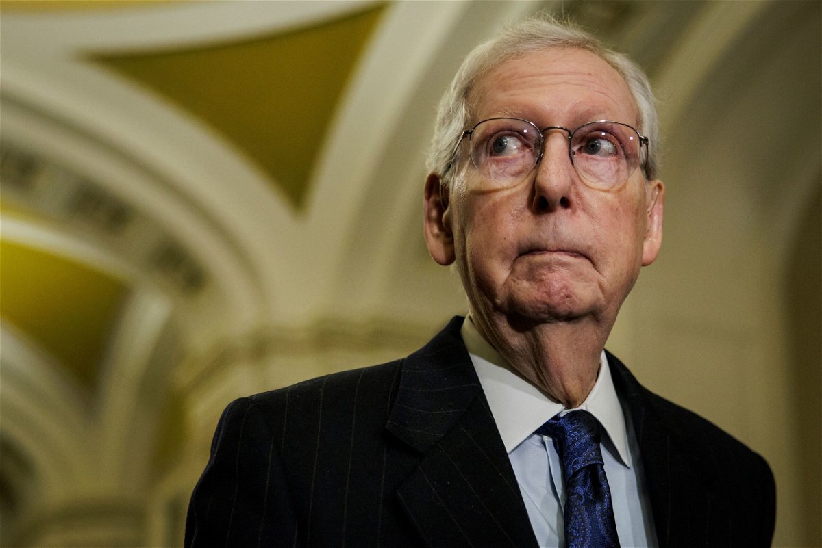 <i>Samuel Corum/Getty Images</i><br/>Senate Minority Leader Mitch McConnell speaks during a press conference following the Republicans weekly policy luncheon on January 23
