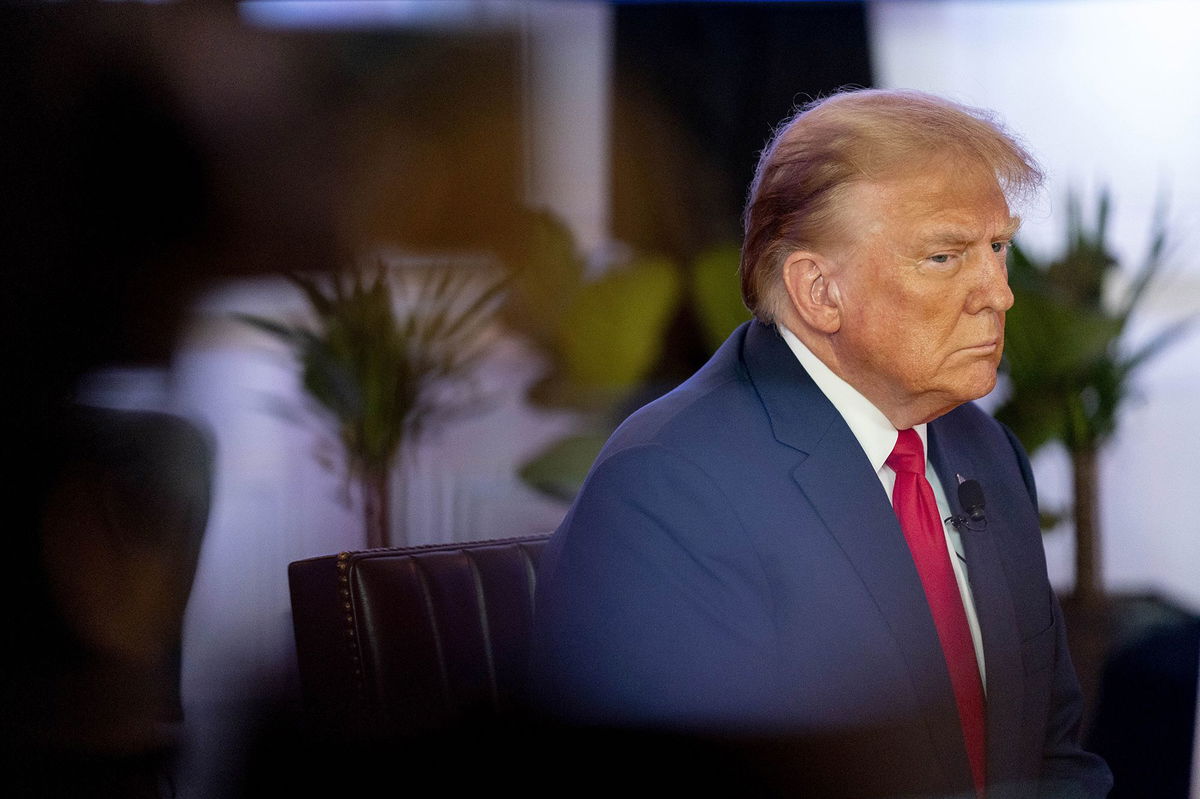 <i>Andrew Harnik/AP</i><br/>Former President Donald Trump participates in a virtual rally at Hotel Fort Des Moines in Des Moines