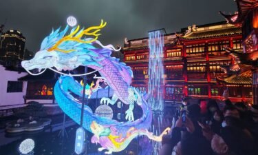 Tourists visit a Lunar New Year Lantern Festival in Shanghai on January 21.