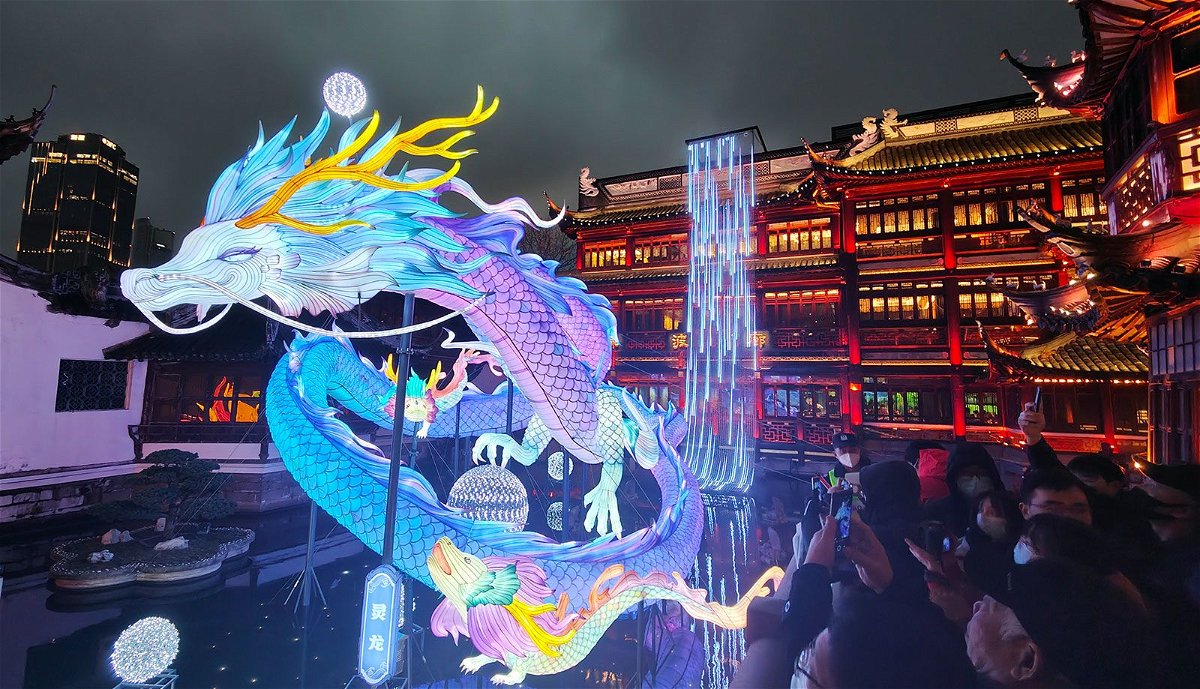 <i>Costfoto/Sipa USA</i><br/>Tourists visit a Lunar New Year Lantern Festival in Shanghai on January 21.