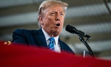 Former President Donald Trump addresses the crowd during a rally at Big League Dreams Sports Park in Las Vegas