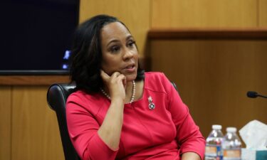 Fulton County District Attorney Fani Willis testifies during a hearing in the case of the State of Georgia v. Donald John Trump at the Fulton County Courthouse on February 15