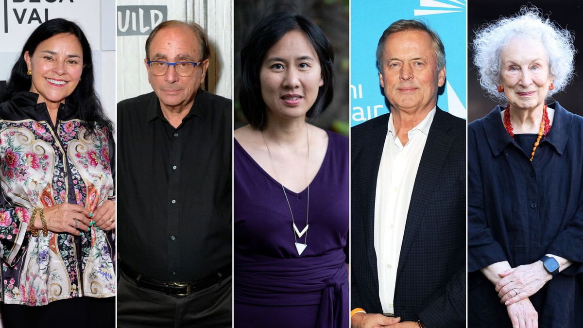 From left: the authors Diana Gabaldon, R. L. Stine, Celeste Ng, John Grisham and Margaret Atwood, all of whom contributed to 