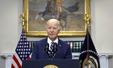 U.S. President Joe Biden delivers remarks on the reported death of Alexei Navalny from the Roosevelt Room of the White House on February 16