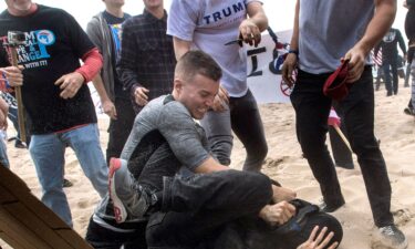 Robert Rundo seen during a March 2017 rally in Huntington Beach