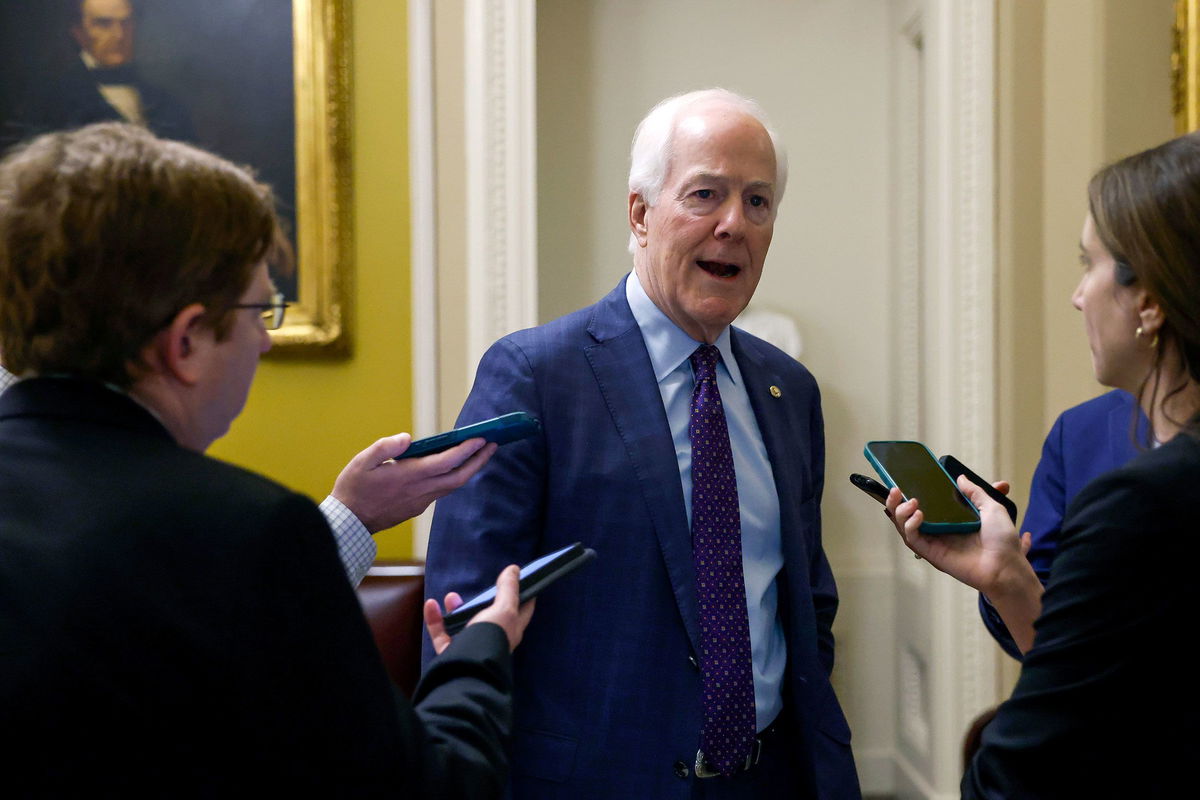 <i>Anna Moneymaker/Getty Images</i><br/>Sen. John Cornyn arrives to a luncheon with Senate Republicans at the US Capitol on February 7