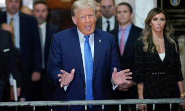 Former President Donald Trump speaks outside the courtroom after testifying at New York Supreme Court