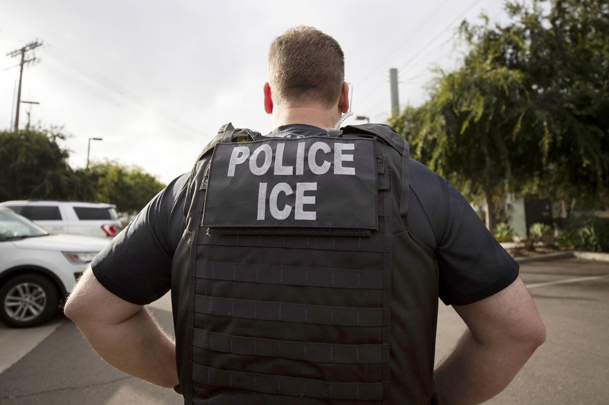 <i>Gregory Bull/AP/FILE</i><br/>A U.S. Immigration and Customs Enforcement (ICE) officer looks on during an operation in Escondido