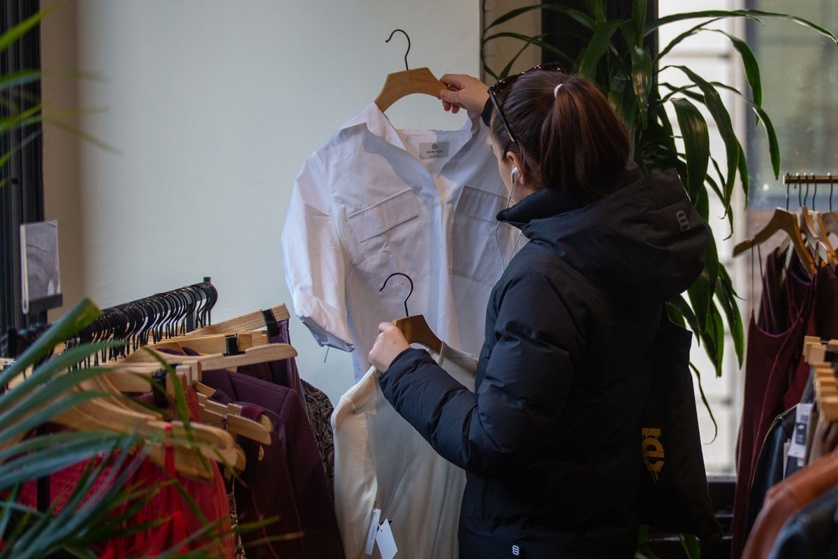 A shopper inside an Aritzia store in the Soho neighborhood of New York on January 22, 2024.