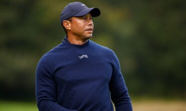 Tiger Woods reacts to his shot from the sixth tee during the second round of The Genesis Invitational at Riviera Country Club on February 16.