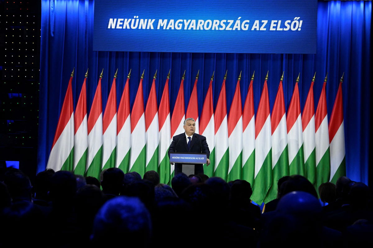 <i>Szilard Koszticsak/Pool/Reuters</i><br/>Hungarian Prime Minister Viktor Orban delivers his annual State of the Nation speech