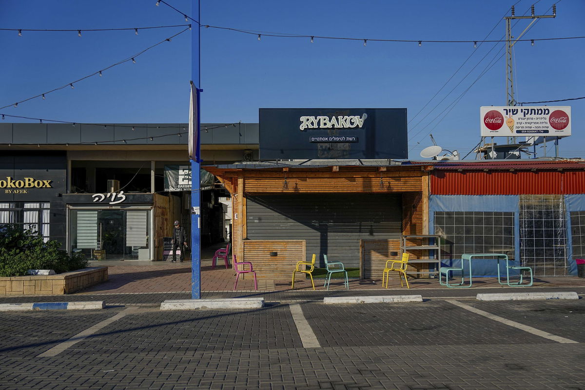 Businesses closed in the Israeli city of Sderot due to the Israel-Hamas war, seen on February 11, 2024.