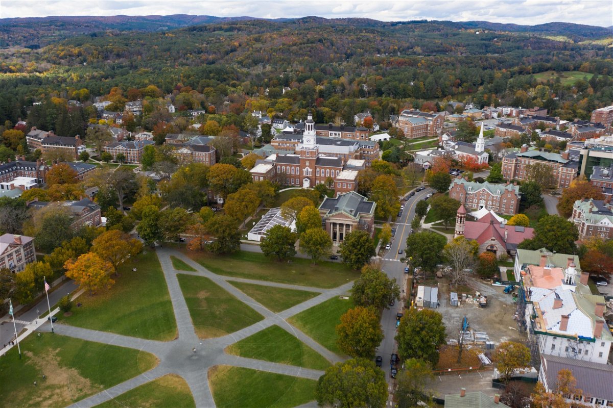 Dartmouth College, and Rice, Vanderbilt and Northwestern universities have agreed to settle a financial aid lawsuit. Pictured is Dartmouth College in Hanover, New Hampshire, in 2021.