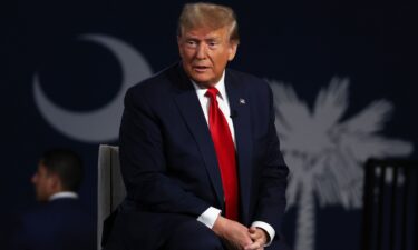 Former US President Donald Trump speaks during a Fox News town hall at the Greenville Convention Center on February 20