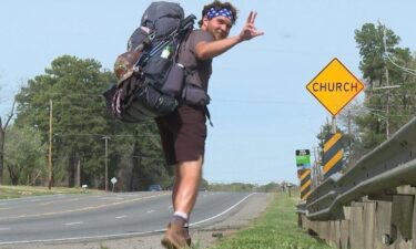 Backpacker Joe Domina is walking across the country and is now passing through the ArkLaTex